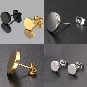 Circle Ear Piercing Round Flat Studs Stud Earrings Minimalist Surgical Steel Pairs Rose Gold Silver