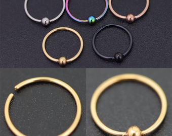 Gold, Nose Ring, Nose Hoop, Nose Ring Hoop, Nose Piercing, Helix Ring, surgical steel, Nose Rings, Tragus Hoop Ring 6mm, 8mm, 10mm