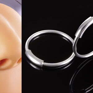 925 Sterling Silver Nose Ring Hoop Tragus Helix Ear Lip Septum Daith Piercing Thin Small 0.8x8