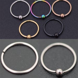 Silver, Nose Ring, Nose Hoop, Nose Ring Hoop, Nose Piercing, Helix Ring, surgical steel, Nose Rings, Tragus Hoop Ring 6mm, 8mm, 10mm