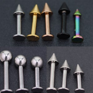 Silver 316L Surgical Steel Ball Spike Labret Monroe Tragus Bar Helix Cartilage Lip Ear Stud Nose Ring Piercing Gem Thin Small