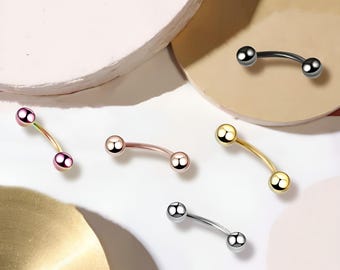 Curved Barbell Eyebrow Piercing Jewellery | Lip Ring Belly Navel Tragus Helix Rook Cartilage | 316L Surgical Steel Body Jewellery 1.2mm 1.6m