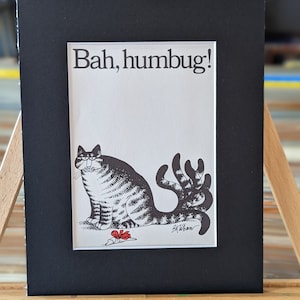 Kliban Cat Matted Print- 1978- Bah Humbug