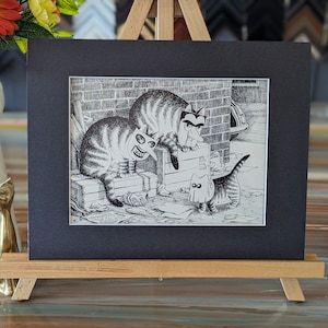 Kliban Matted print from 1978 Calendar- Costume Cats