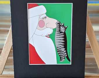 Kliban Cat Matted Print- Holiday Cat