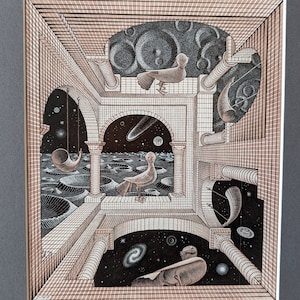 MC Escher Matted Art Another World II image 2