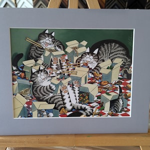 Kliban Matted Print- 2017 / Lunch with Cats
