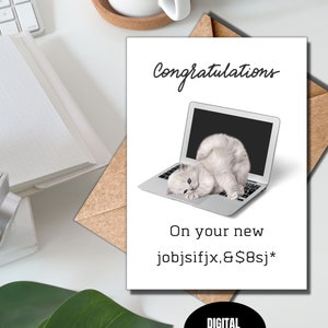 Leuke baanpromotiekaartkatje op laptop