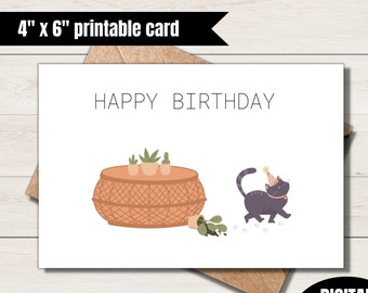 Funny cat birthday printable greeting card