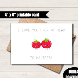 Cartão de tomate fofo eu te amo da cabeça aos pés