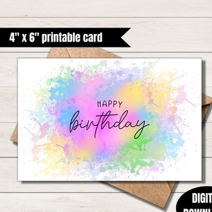 Cartão de aniversário retrô com respingos de tinta