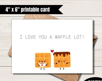Carte de voeux Je t'aime une gaufre beaucoup d'amusement