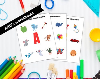 ABC worksheet for preschool learning sounds and letters