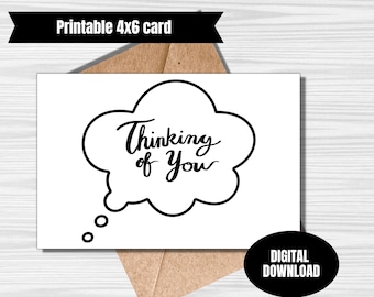 Thinking of you 4x6 greeting card instant download printable
