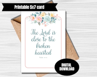 Printable 5x7 Christian bible verse sympathy card