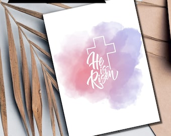 Hij is opgestaan Paaskaart aquarellen