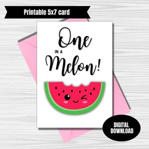 Eine in einer Melone ersten Geburtstag Wassermelone Sofort-Download Grußkarte
