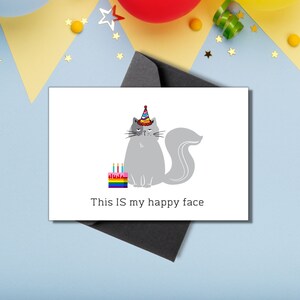 Cartão de aniversário engraçado de gato