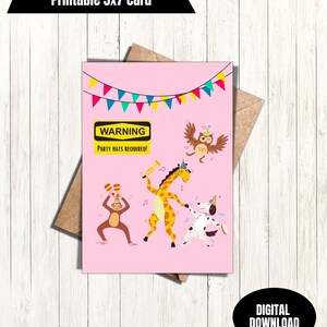 Chapéus de festa de aviso de cartão de aniversário divertidos exigem cartão de felicitações para impressão