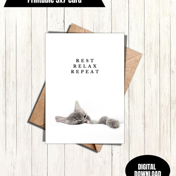 Rest relax repeat get well soon printable card