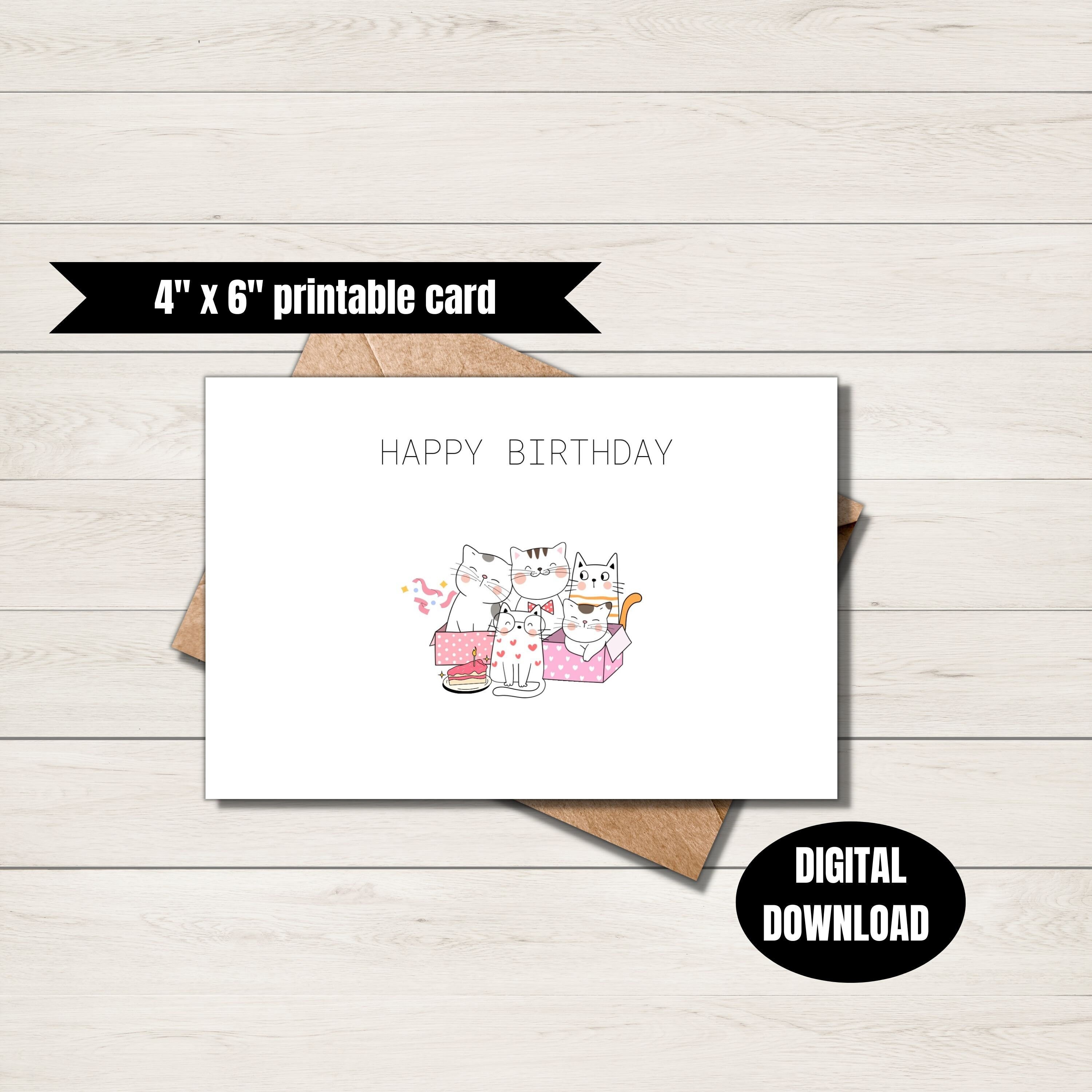Cat Lovers Birthday Card Printable Greeting Card, Birthday Card, Cat ...
