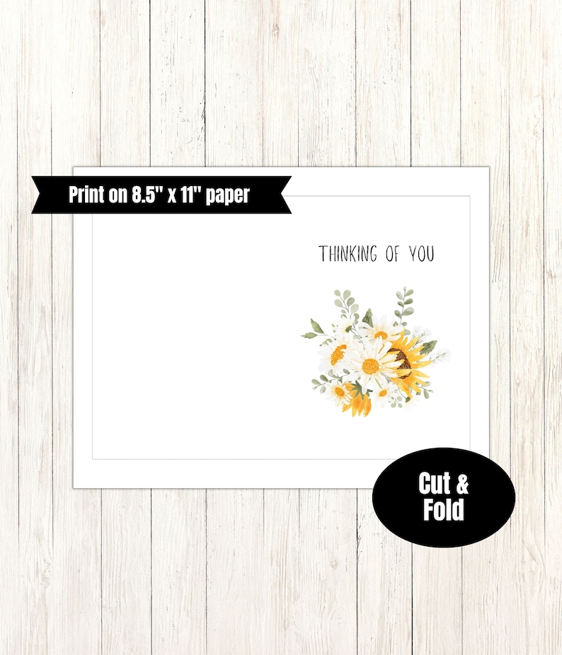 Thinking of You Floral Bouquet Printable Greeting Card - Etsy