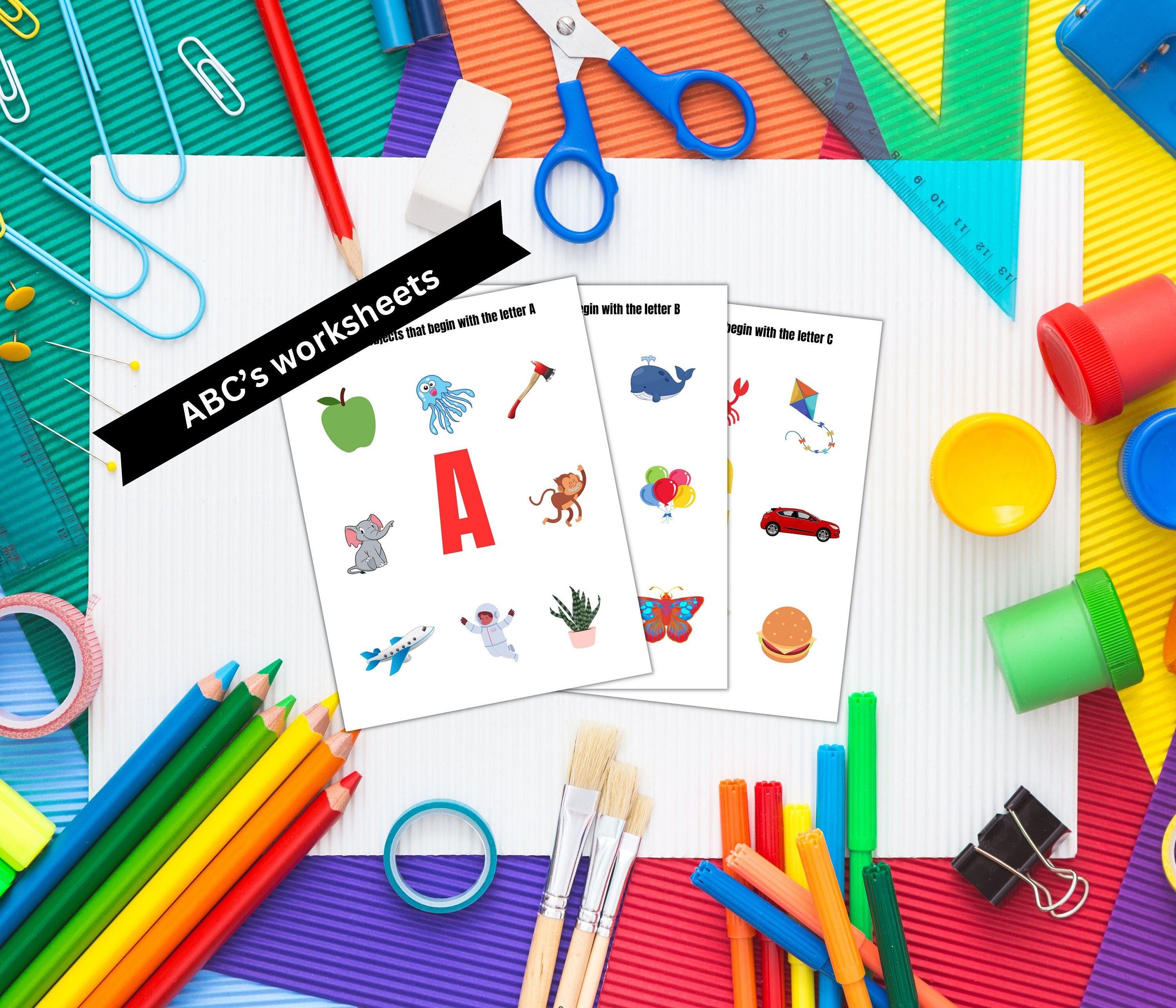 ABC Worksheet for Preschool Learning Sounds and Letters - Etsy