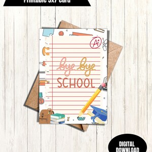 Tarjeta de graduación, tarjeta de felicitación imprimible para terminar la escuela