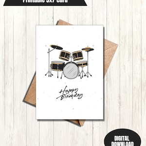 Schlagzeuger Geburtstag, Grußkarte zum ausdrucken, Geburtstag, Zuhause drucken, digitale Karte, Karte drummer, Last Minute Karten, Geburtstag