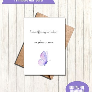 Les papillons apparaissent lorsque les anges sont près de carte de voeux imprimable