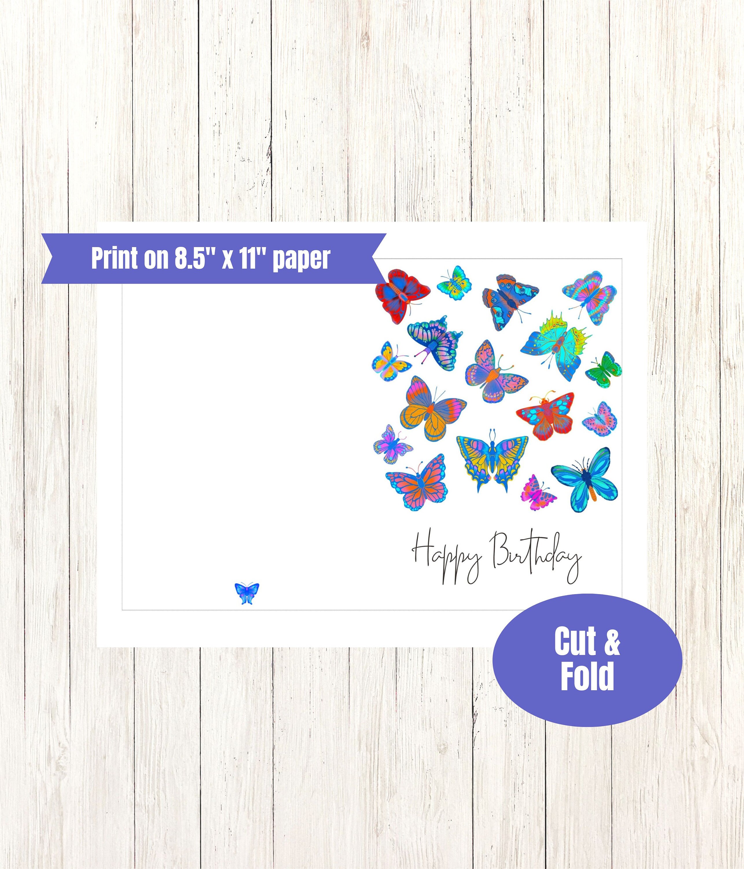 Butterfly Birthday Printable Greeting Card - Etsy