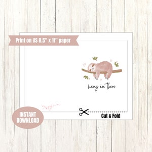 Hang in There Printable Greeting Card Cute Hanging Sloth - Etsy