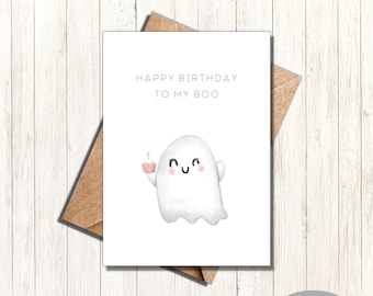 Happy birthday to my boo ghost birthday card print at home instant download Halloween birthday