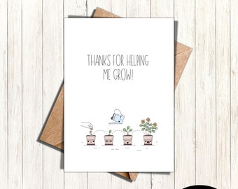 Thanks for helping me grow printable greeting card 5x7