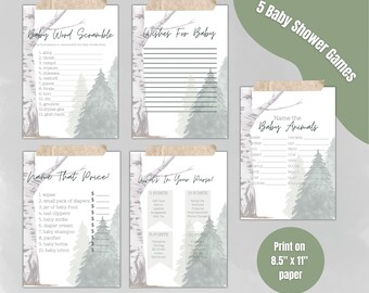 Printable baby shower woodland forest games