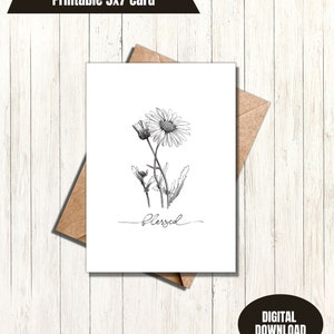 Blessed daisy printable greeting card