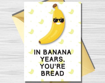 Carte de voeux d'anniversaire amusante à la banane