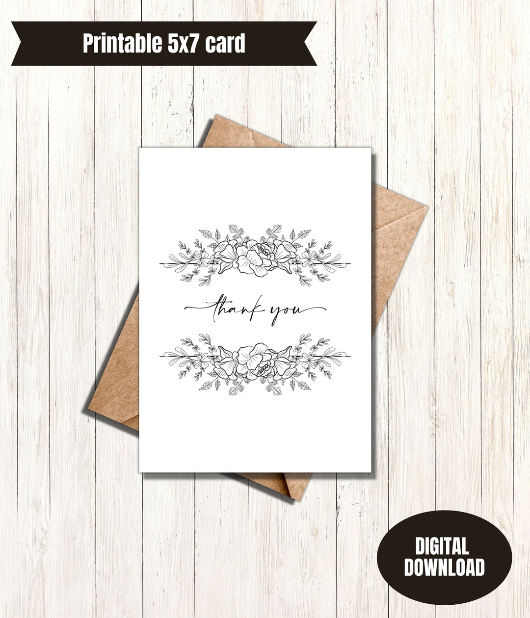 Thank You Printable Greeting Card - Etsy