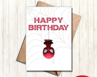 Spider-Man-verjaardag, afdrukbare wenskaart, Spider-Man-kaart, verjaardagskaart, kinderverjaardag, jongensverjaardag, verjaardagsdownload, last minute