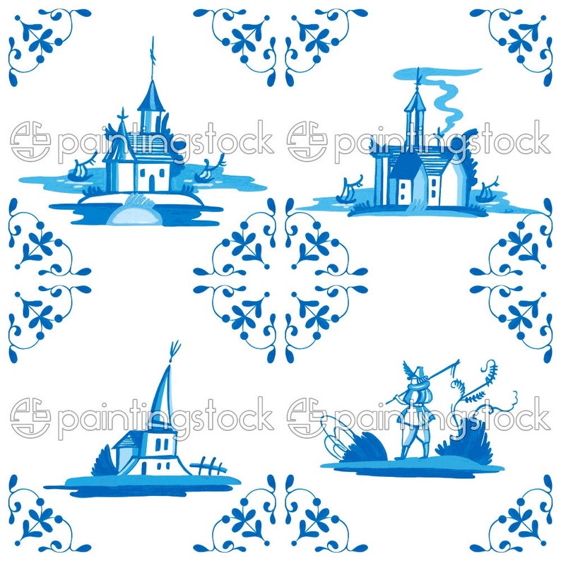 Download Image HS9I002_3 Antique Dutch Tile. Digital Tile Vector Files | Etsy