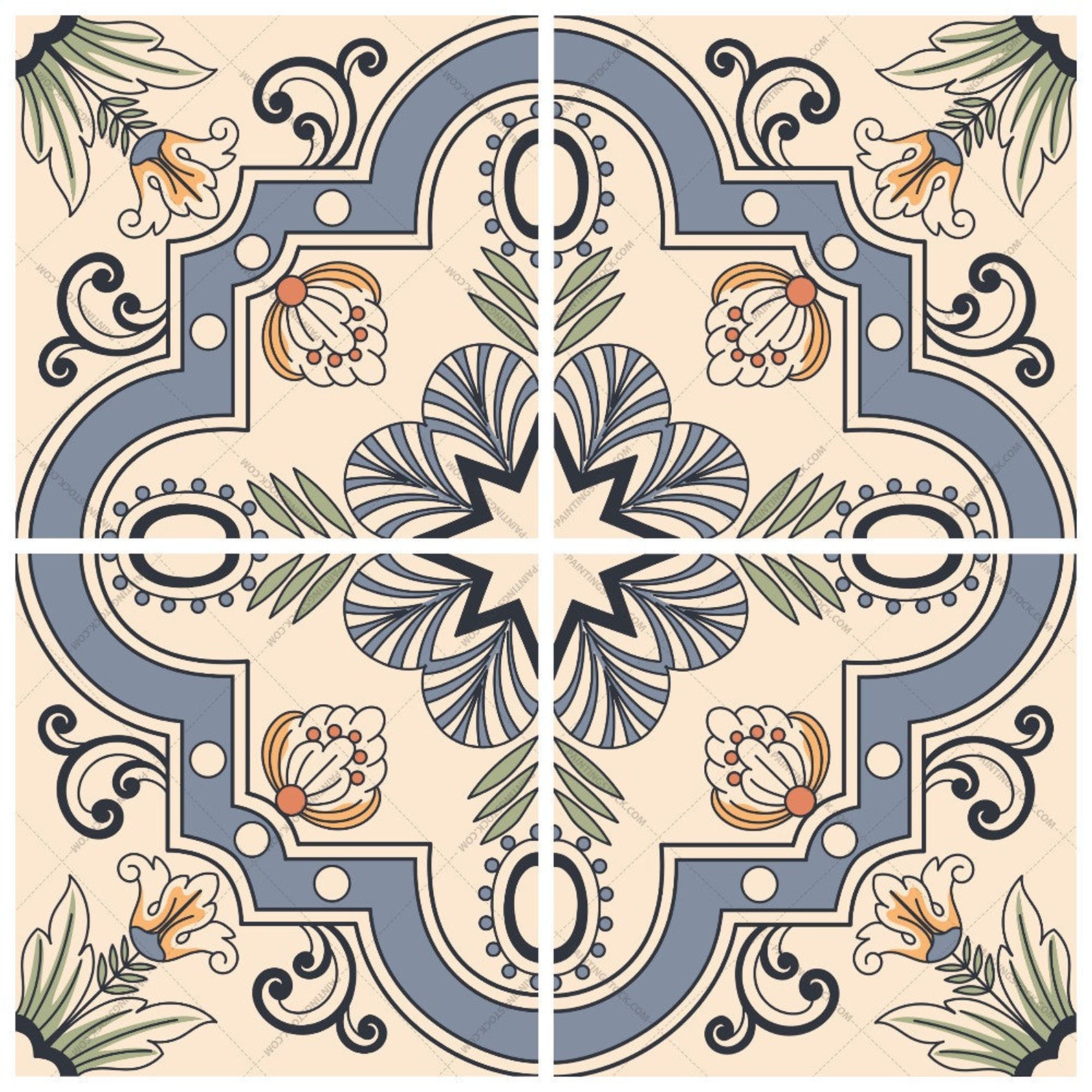 Antique Dutch Tile. Mosaic for Mural Art Stickers Image Etsy