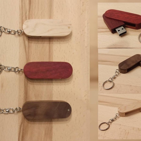 Schlüsselanhänger, 16GB gravierter Holz-USB-Stick - Personalisiertes Geschenk - Anpassbares Firmengeschenk - Hochzeitsgästegeschenk