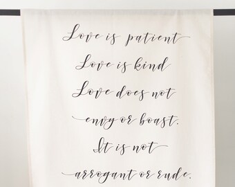 Love is Patient Fabric Wedding Ceremony Banner Sign