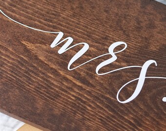 Mr and Mrs / Mr and Mr / Mrs and Mrs Wood Wedding Top Table Signs