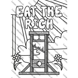 EAT THE RICH adult colouring page