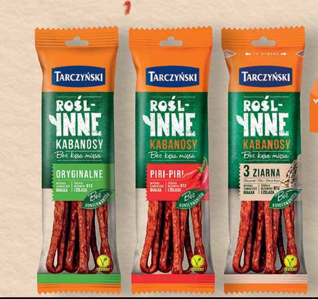 Vegan Polish Sausages Kabanos Tarczynski 3-PACK: Original, Piri Piri, 3 ...