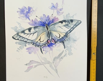 original Aquarell Malerei Schwalbenschwanz