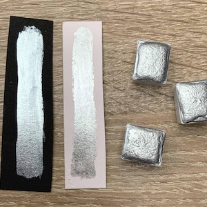 Metallic Aquarellfarbe Silber halbes Näpfchen handgemacht