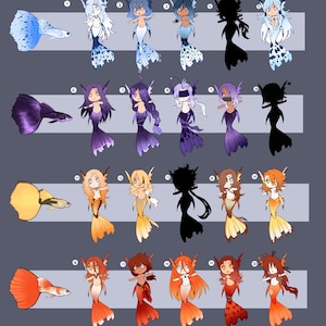 Adopciones de diseños de personajes de sirenas - descarga digital