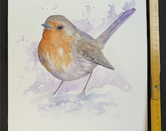 original watercolor painting robin